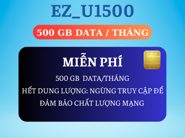 SIM Data Sim U1500 – 1.500.000đ/12 Tháng (Đã bao gồm VAT)